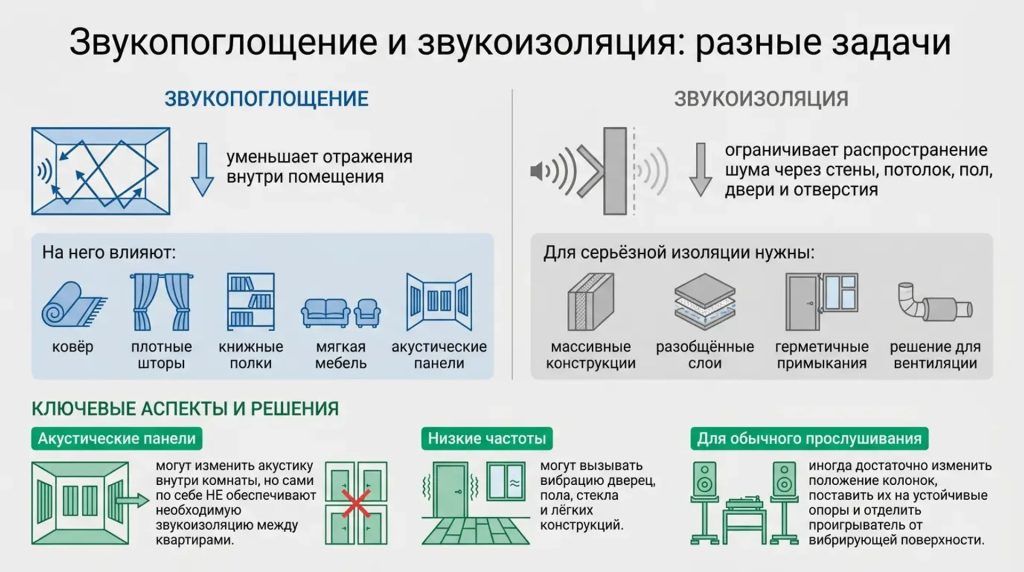Звукопоглощение и звукоизоляция