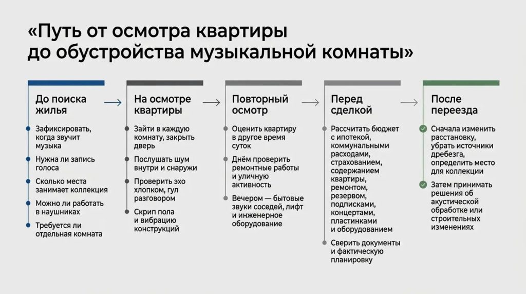 Путь от осмотра квартиры до обустройства музыкальной комнаты